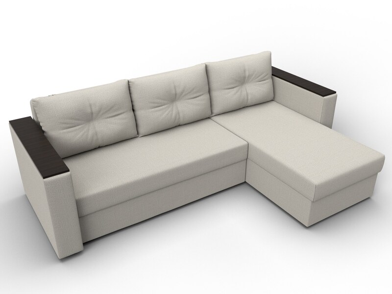 Диван угловой Атланта без стола универсальный угол, Рогожка, Амур 02 бежевый