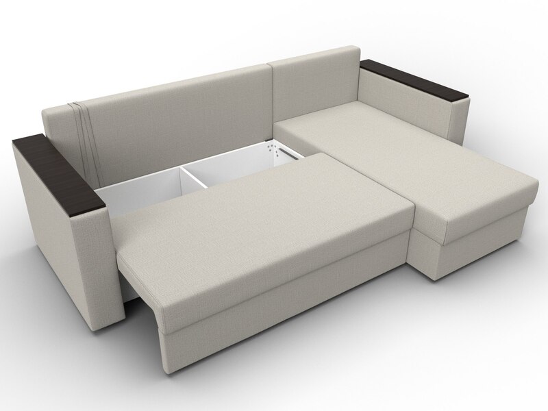 Диван угловой Атланта без стола универсальный угол, Рогожка, Амур 02 бежевый