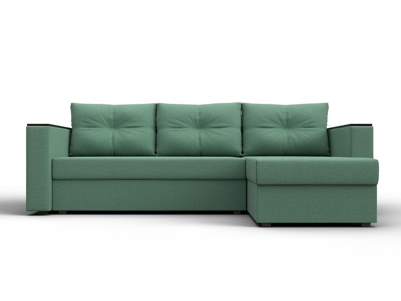 Диван угловой Атланта без стола универсальный угол, Рогожка, Амур 11 зеленый