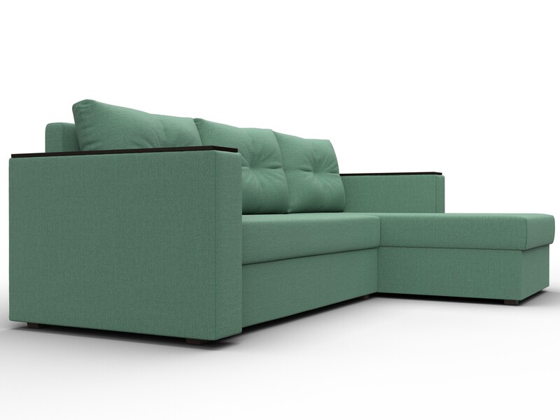 Диван угловой Атланта без стола универсальный угол, Рогожка, Амур 11 зеленый