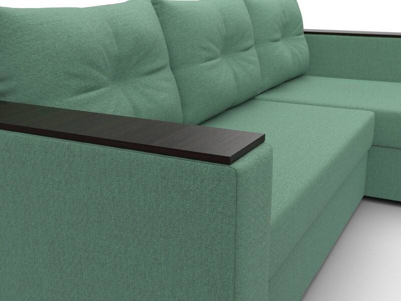 Диван угловой Атланта без стола универсальный угол, Рогожка, Амур 11 зеленый