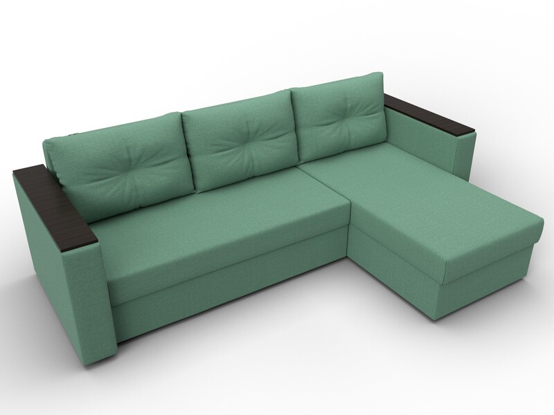 Диван угловой Атланта без стола универсальный угол, Рогожка, Амур 11 зеленый