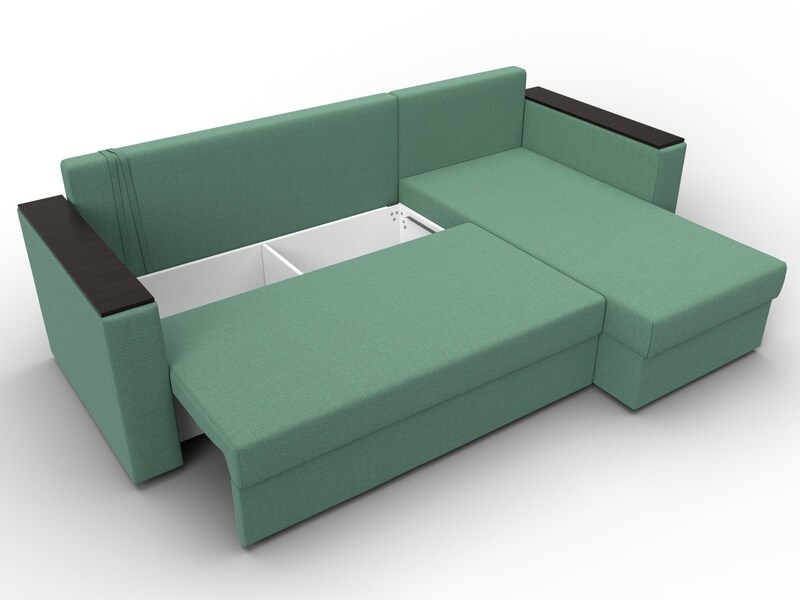 Диван угловой Атланта без стола универсальный угол, Рогожка, Амур 11 зеленый