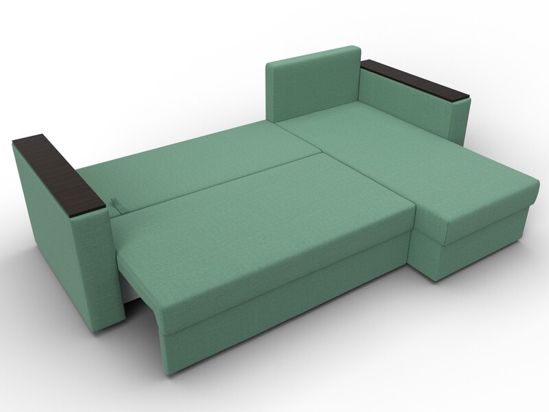 Диван угловой Атланта без стола универсальный угол, Рогожка, Амур 11 зеленый