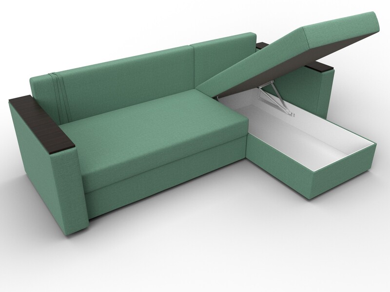 Диван угловой Атланта без стола универсальный угол, Рогожка, Амур 11 зеленый