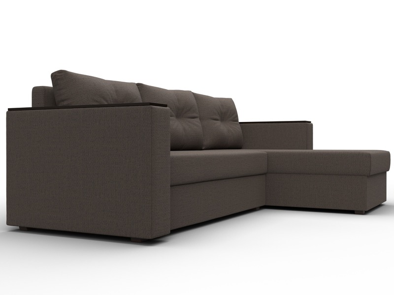 Диван угловой Атланта без стола универсальный угол, Рогожка, Амур 05 коричневый