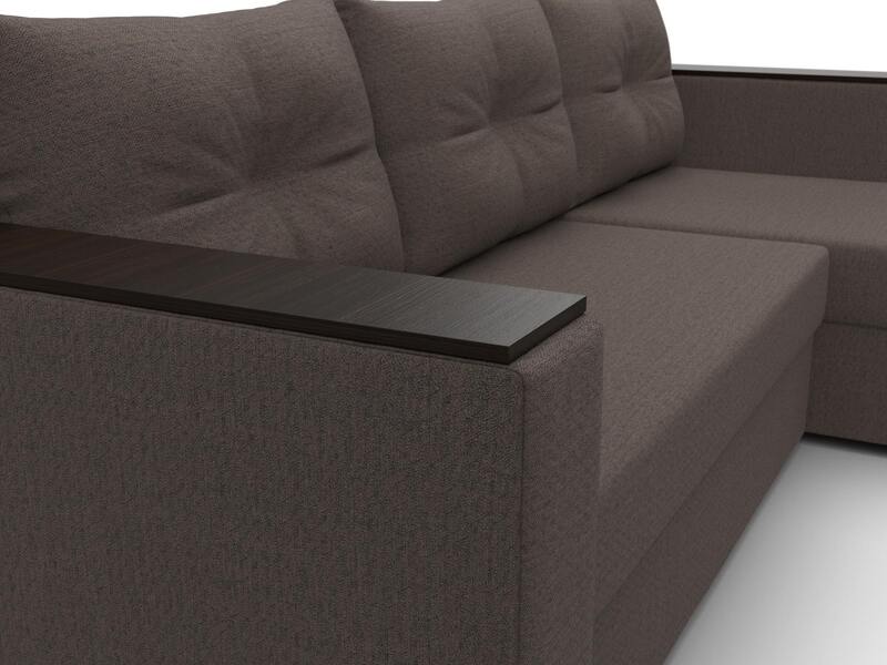 Диван угловой Атланта без стола универсальный угол, Рогожка, Амур 05 коричневый