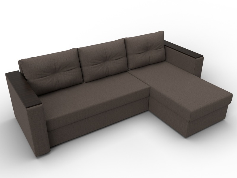Диван угловой Атланта без стола универсальный угол, Рогожка, Амур 05 коричневый