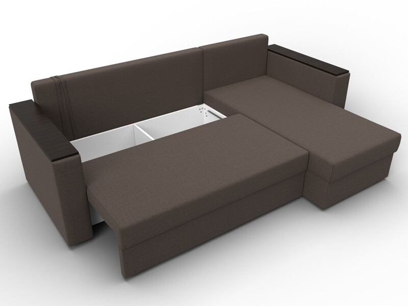 Диван угловой Атланта без стола универсальный угол, Рогожка, Амур 05 коричневый