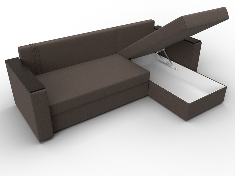 Диван угловой Атланта без стола универсальный угол, Рогожка, Амур 05 коричневый