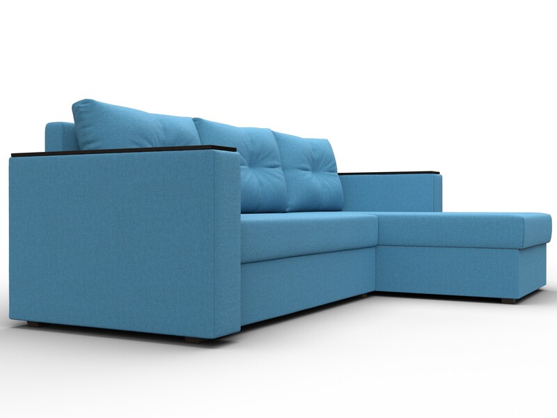 Диван угловой Атланта без стола универсальный угол, Рогожка, Амур 10 голубой