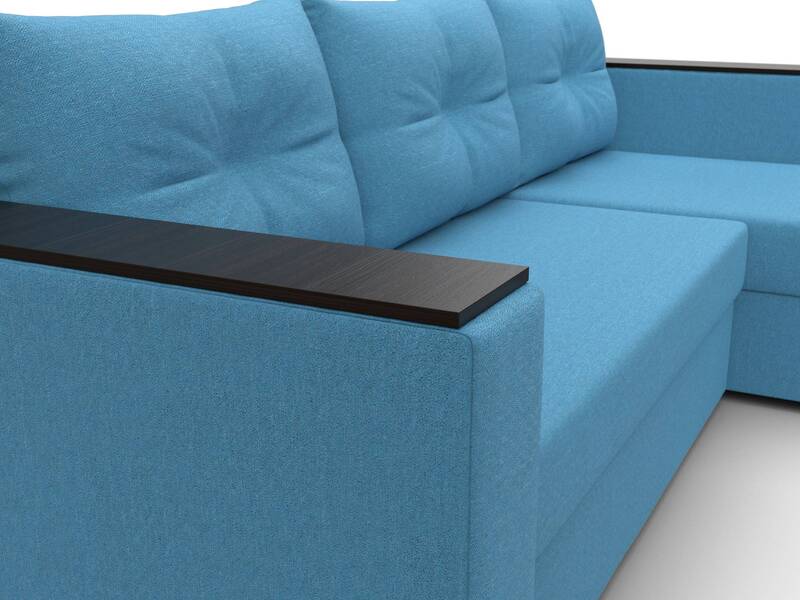 Диван угловой Атланта без стола универсальный угол, Рогожка, Амур 10 голубой