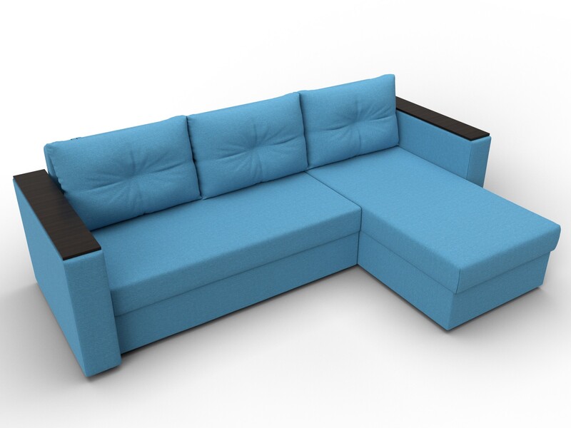 Диван угловой Атланта без стола универсальный угол, Рогожка, Амур 10 голубой