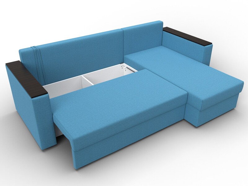 Диван угловой Атланта без стола универсальный угол, Рогожка, Амур 10 голубой