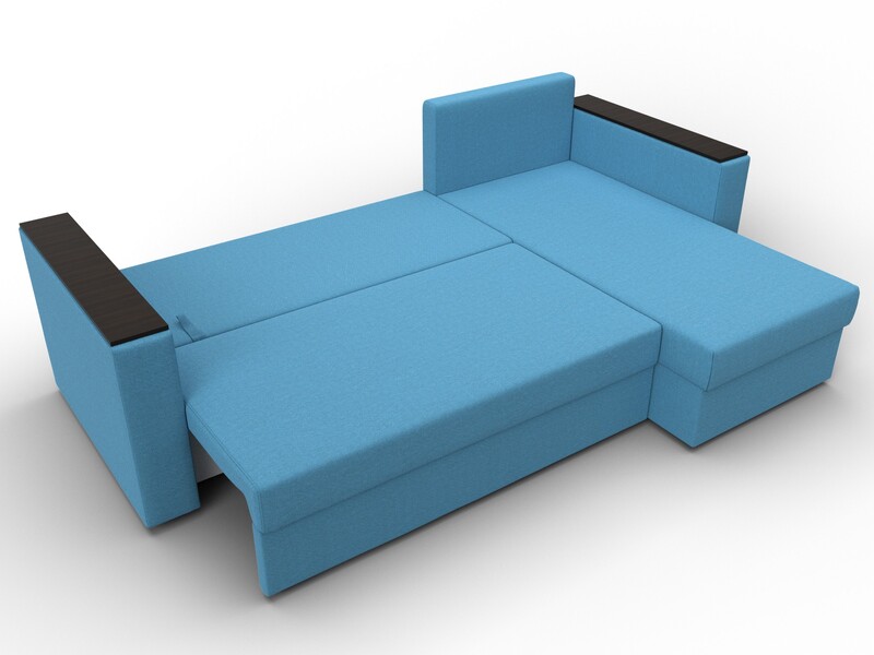 Диван угловой Атланта без стола универсальный угол, Рогожка, Амур 10 голубой