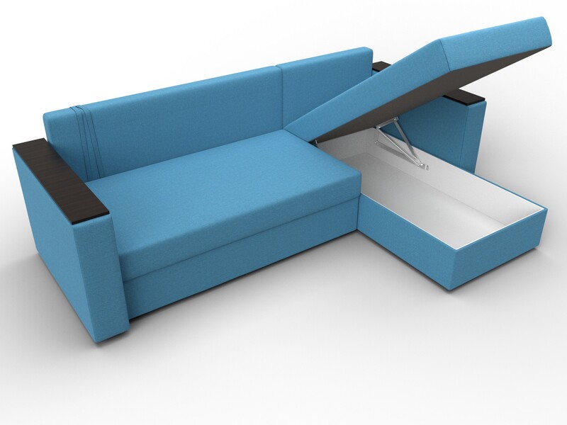 Диван угловой Атланта без стола универсальный угол, Рогожка, Амур 10 голубой