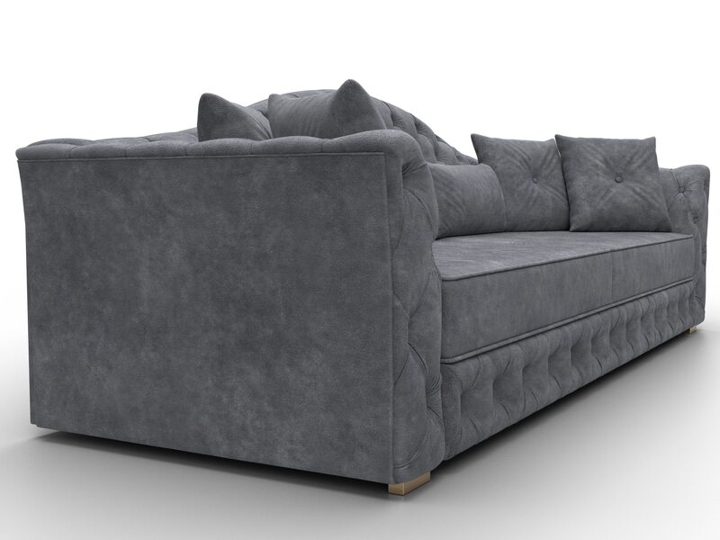 Диван прямой Артис, Велюр, BRUT 16 темно-серый