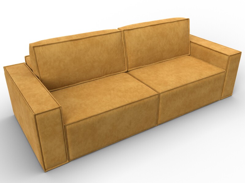 Диван прямой Куба, Велюр, BRUT 10 желтый