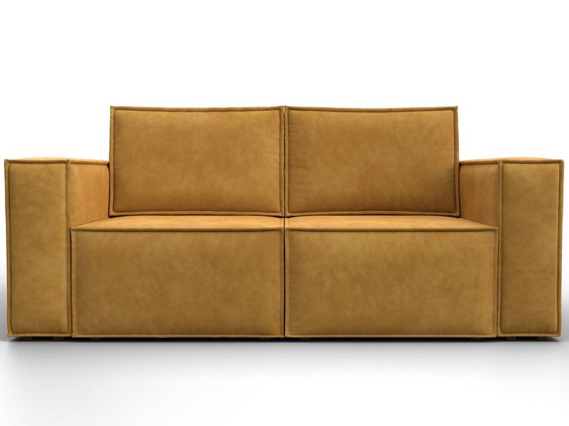 Диван прямой Куба мини, Велюр, BRUT 10 желтый