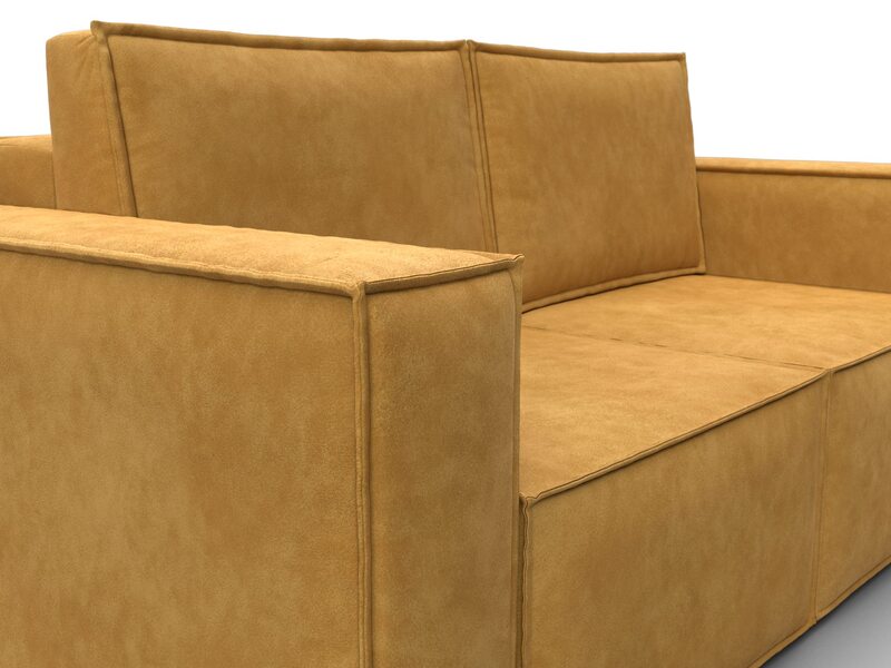 Диван прямой Куба мини, Велюр, BRUT 10 желтый