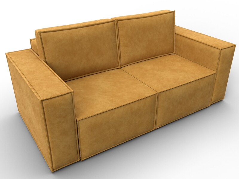 Диван прямой Куба мини, Велюр, BRUT 10 желтый