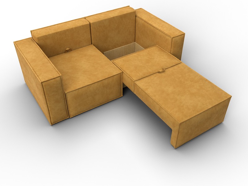 Диван прямой Куба мини, Велюр, BRUT 10 желтый