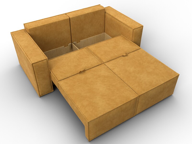 Диван прямой Куба мини, Велюр, BRUT 10 желтый