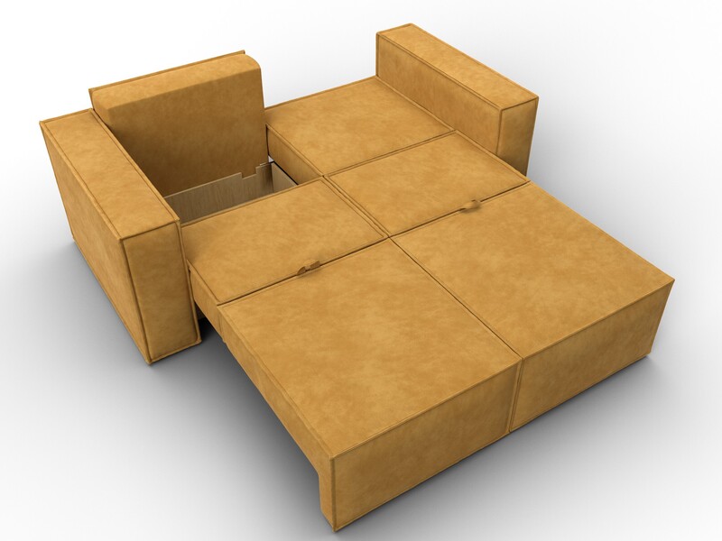 Диван прямой Куба мини, Велюр, BRUT 10 желтый