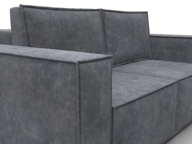 Диван прямой Куба мини, Велюр, BRUT 16 темно-серый