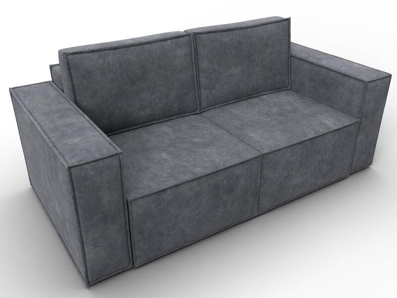 Диван прямой Куба мини, Велюр, BRUT 16 темно-серый