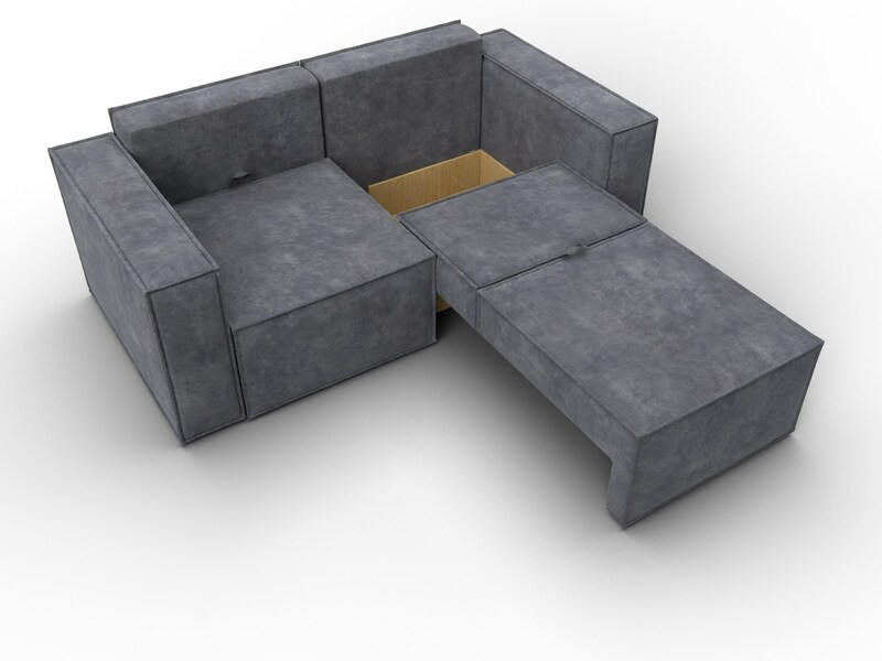 Диван прямой Куба мини, Велюр, BRUT 16 темно-серый