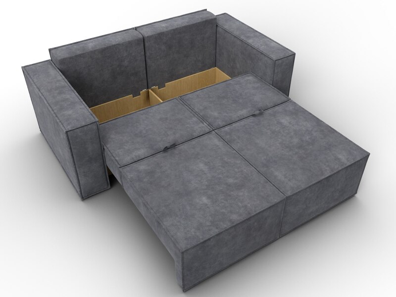 Диван прямой Куба мини, Велюр, BRUT 16 темно-серый