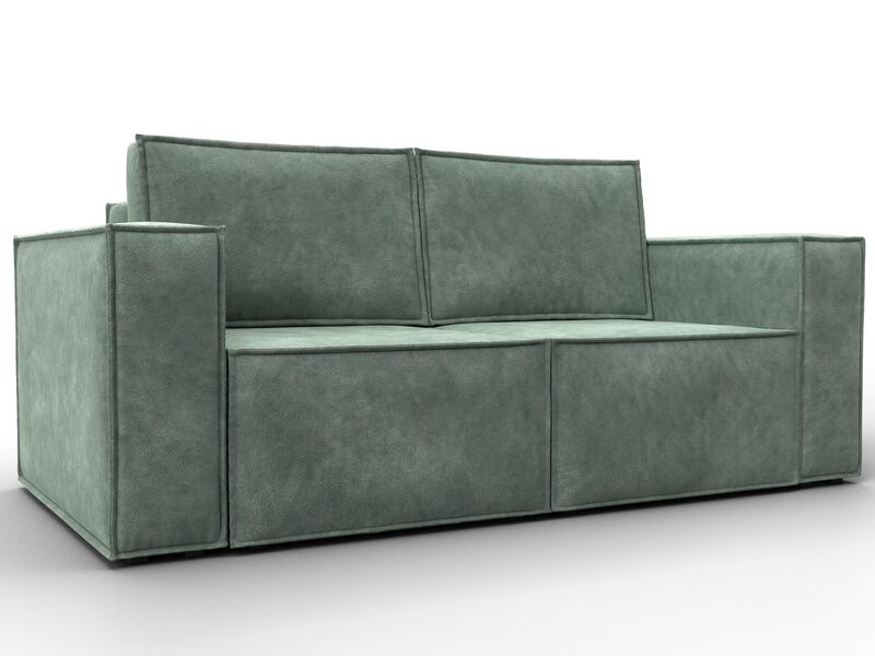 Диван прямой Куба мини, Велюр, BRUT 08 зеленый