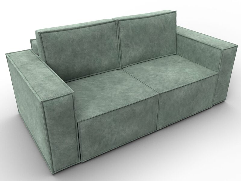 Диван прямой Куба мини, Велюр, BRUT 08 зеленый