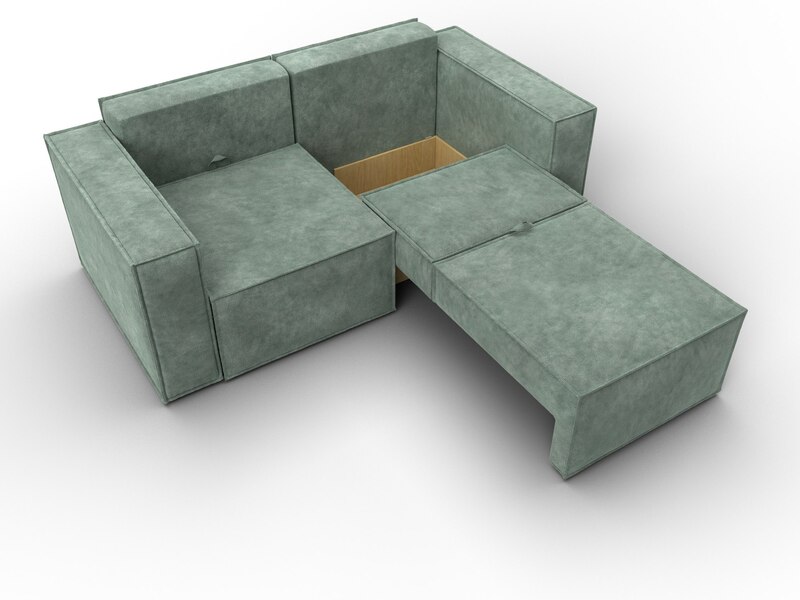 Диван прямой Куба мини, Велюр, BRUT 08 зеленый