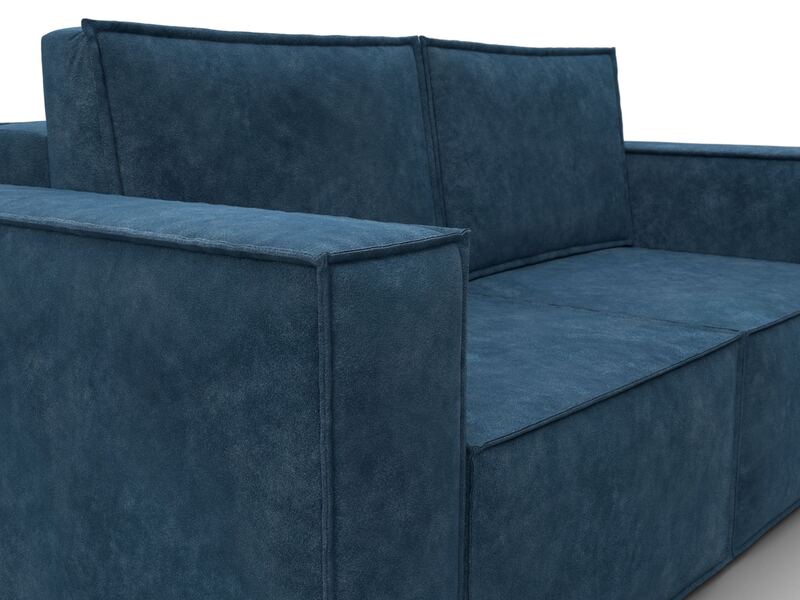 Диван прямой Куба мини, Велюр, BRUT 11 синий