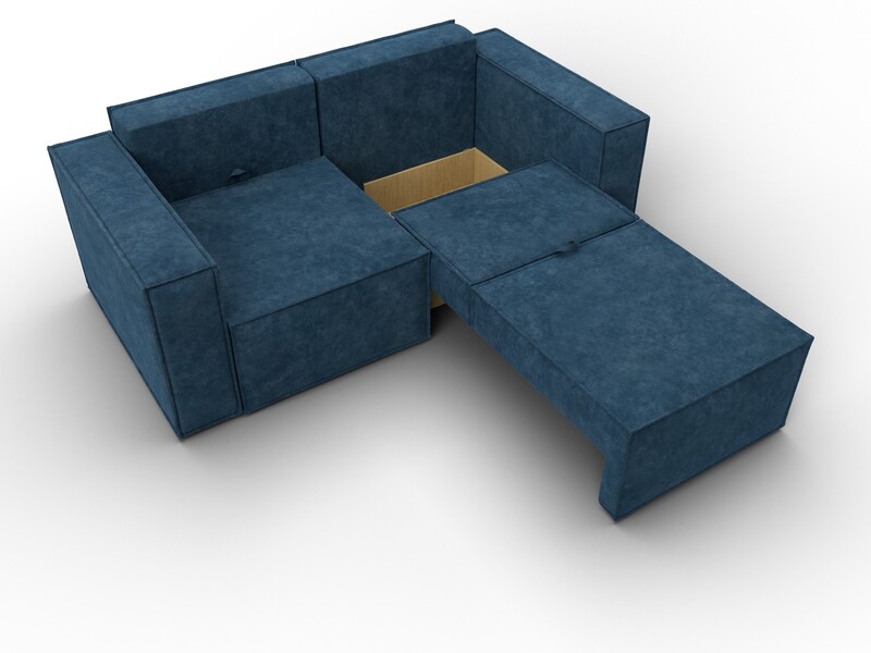 Диван прямой Куба мини, Велюр, BRUT 11 синий