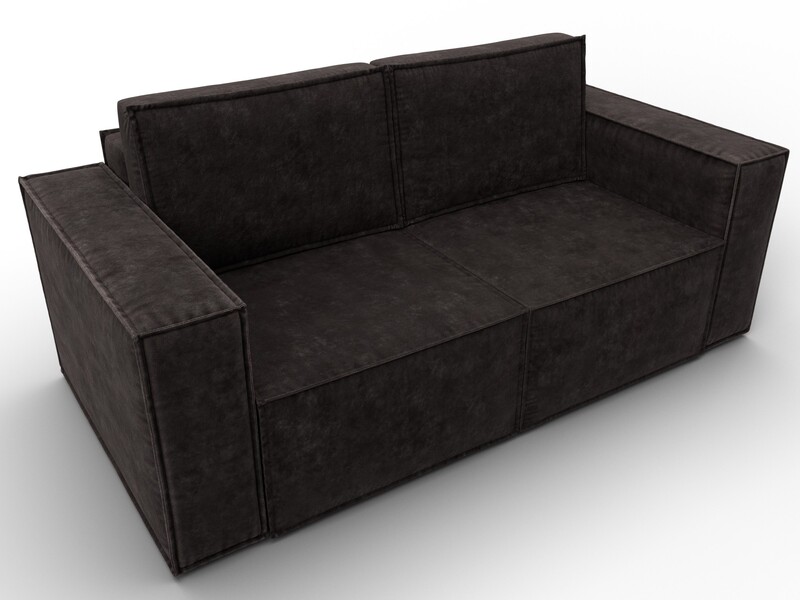Диван прямой Куба мини, Велюр, BRUT 17 коричневый