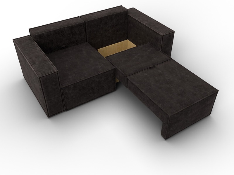 Диван прямой Куба мини, Велюр, BRUT 17 коричневый