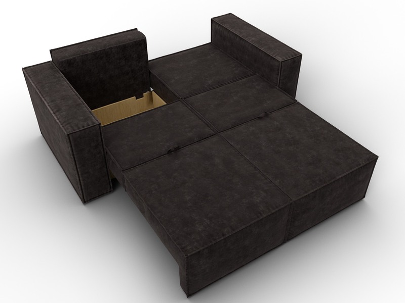 Диван прямой Куба мини, Велюр, BRUT 17 коричневый