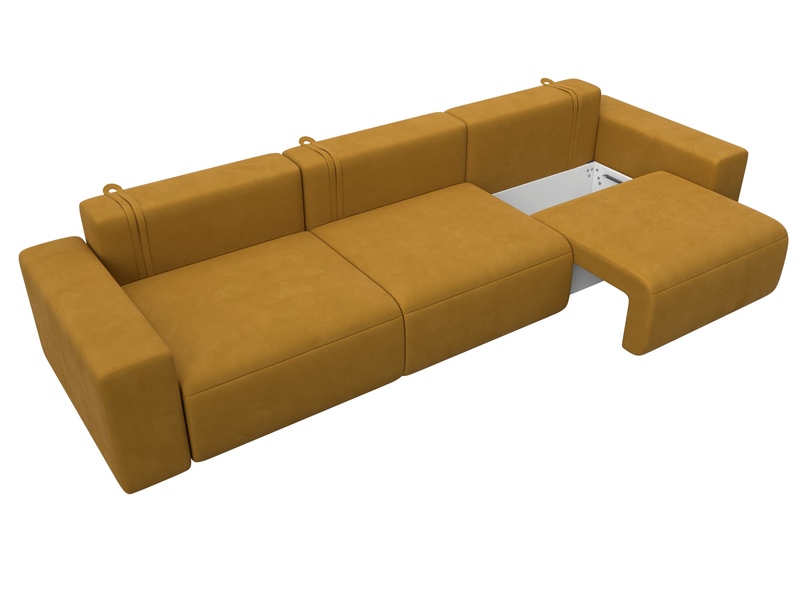 Диван прямой Лига-036 НПБ Классик Лонг, Велюр, BRUT 10 желтый