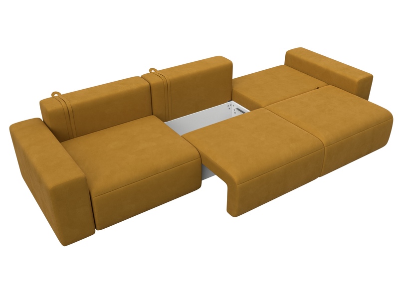 Диван прямой Лига-036 НПБ Классик Лонг, Велюр, BRUT 10 желтый