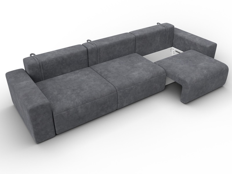 Диван прямой Лига-036 НПБ Классик Лонг, Велюр, BRUT 16 темно-серый