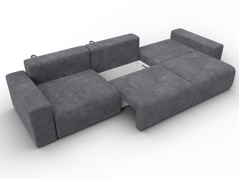 Диван прямой Лига-036 НПБ Классик Лонг, Велюр, BRUT 16 темно-серый