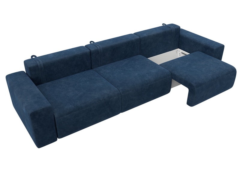 Диван прямой Лига-036 НПБ Классик Лонг, Велюр, BRUT 11 синий