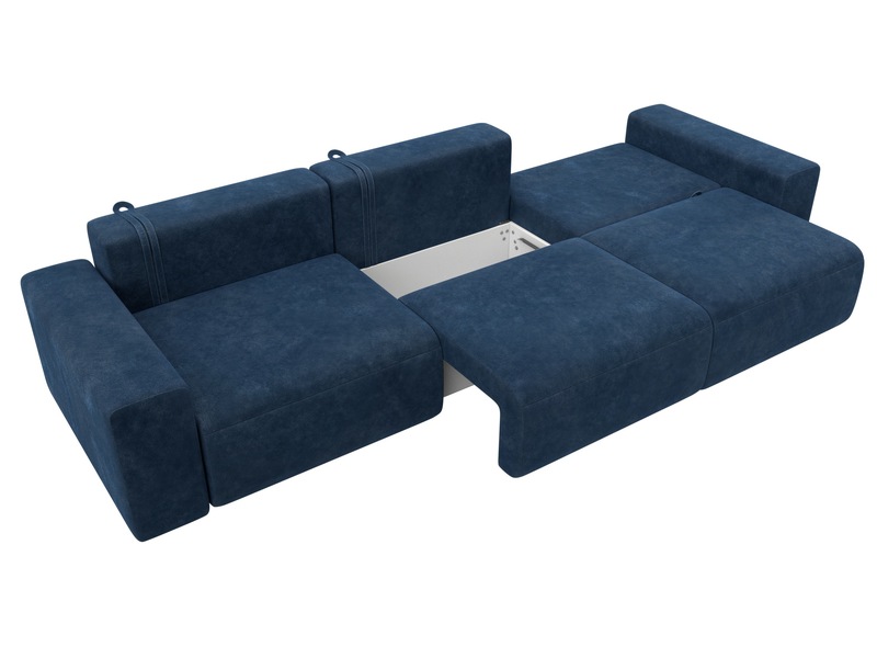 Диван прямой Лига-036 НПБ Классик Лонг, Велюр, BRUT 11 синий