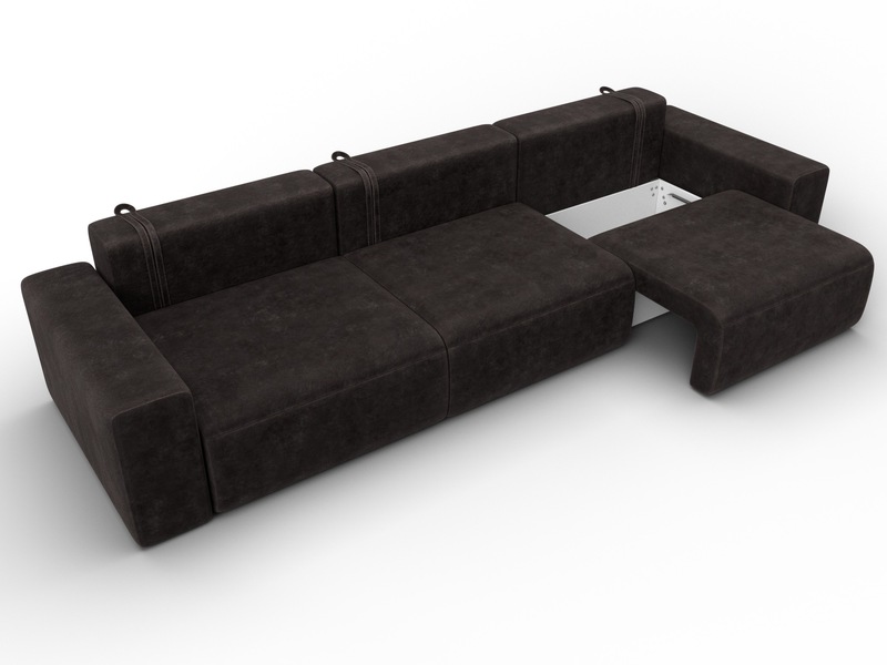 Диван прямой Лига-036 НПБ Классик Лонг, Велюр, BRUT 17 коричневый