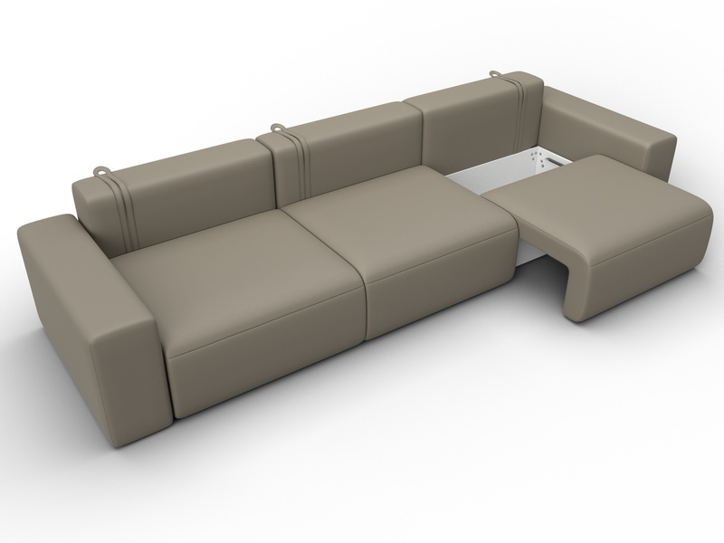 Диван прямой Лига-036 НПБ Классик Лонг, Экокожа, GRIFON 04 бежевый