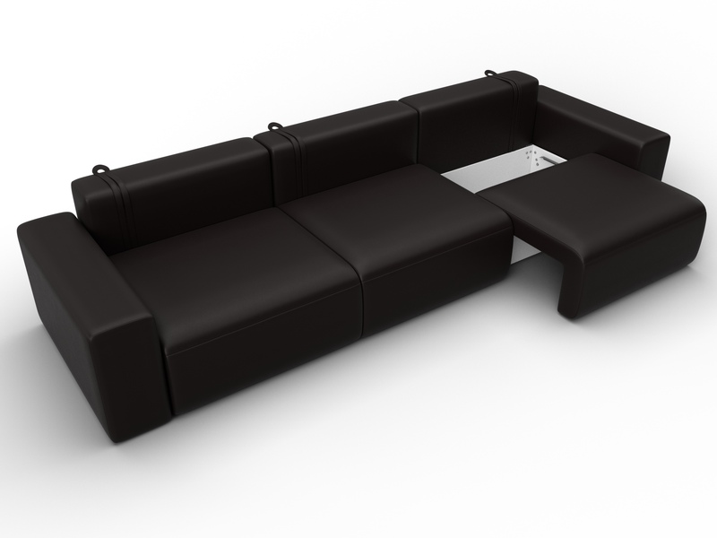 Диван прямой Лига-036 НПБ Классик Лонг, Экокожа, GRIFON 12 коричневый