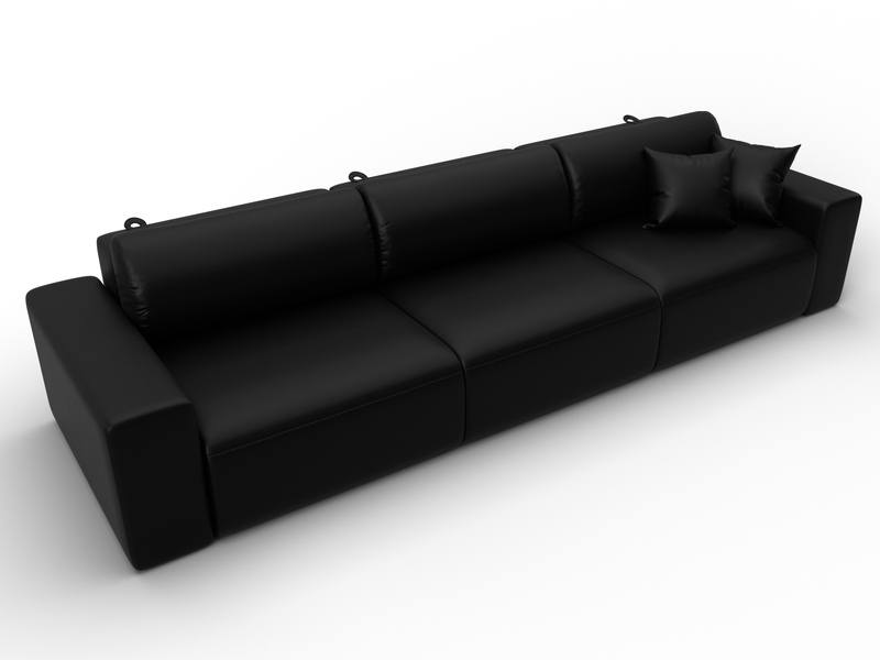 Диван прямой Лига-036 НПБ Классик Лонг, Экокожа, GRIFON 18 черный